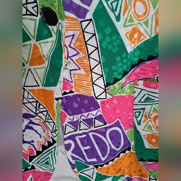 Vtg JORDANA USA colorful blazer lined shoulder pads lightweight abstract funky L - Picture 10 of 11